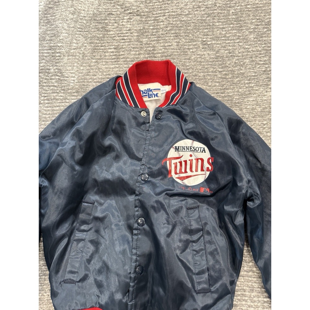 Vintage 80s Chalk Line Minnesota Twins Satin Bomber Jacket 10/12 Youth MLB - Picture 3 of 12